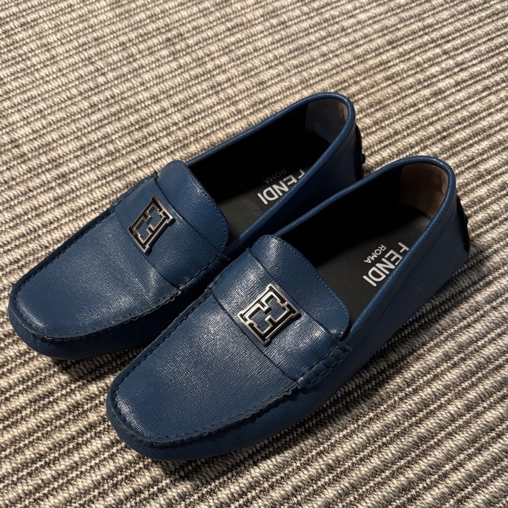 Fendi Men's Navy Slip-On Loafers (Runs Big!)